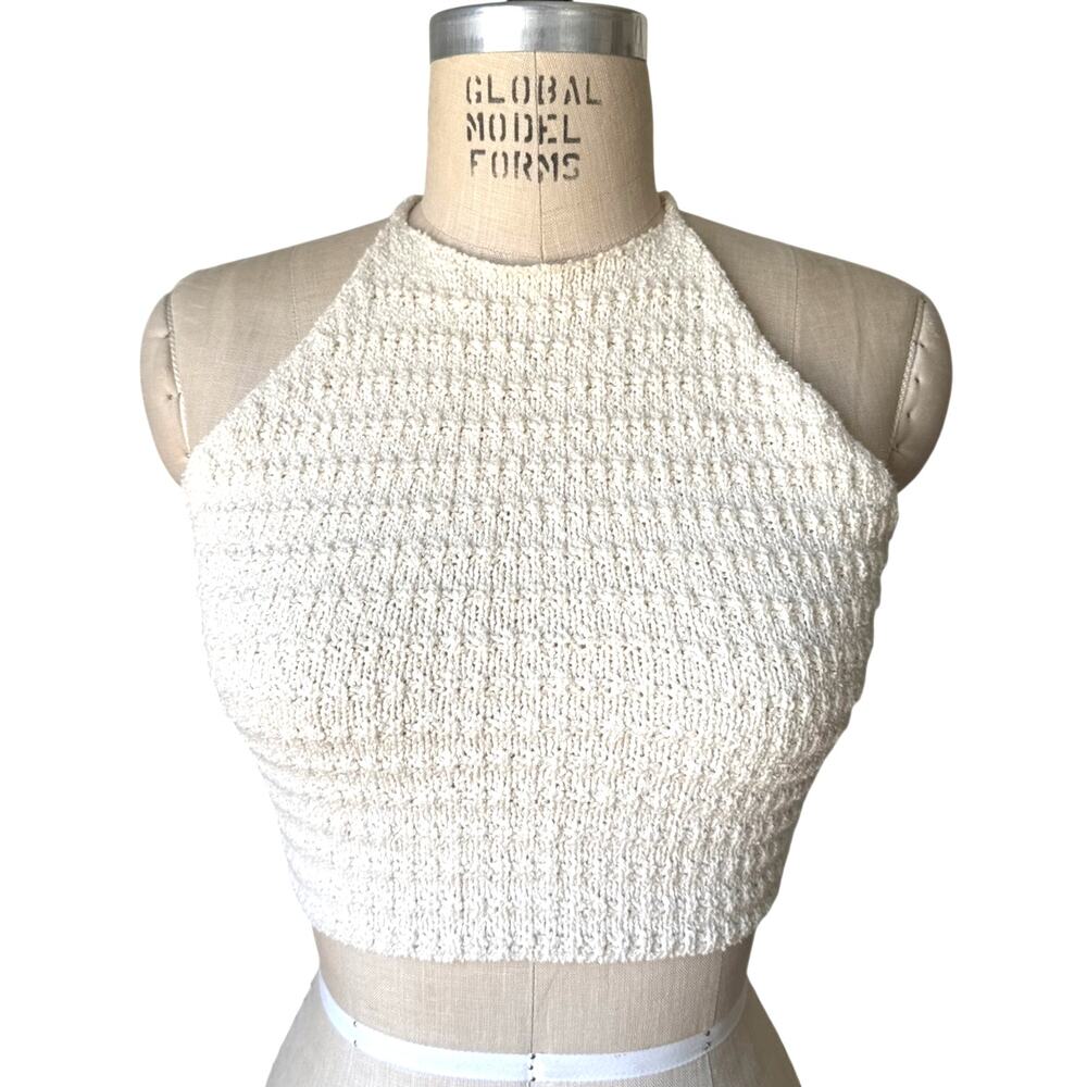 OZMA of California Halter Knit Tank in Cream Size Medium